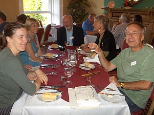 Conference delegates at dinner